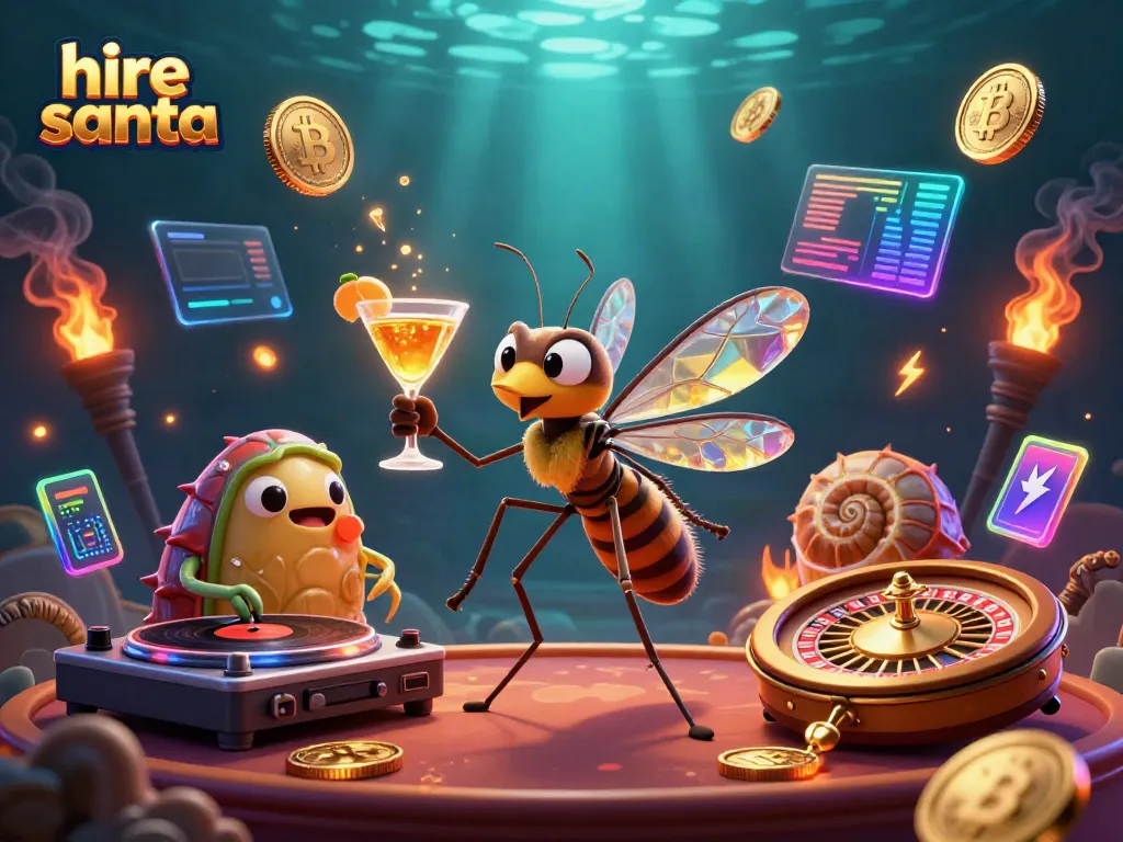 Experience the excitement as you hire Santa and enjoy a vibrant casino atmosphere with dynamic characters!