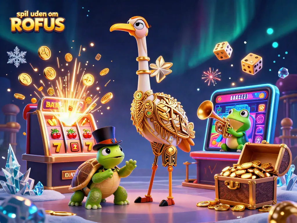 Experience thrilling gameplay at spil uden om ROFUS with a vibrant casino atmosphere, showcasing characters and elements.