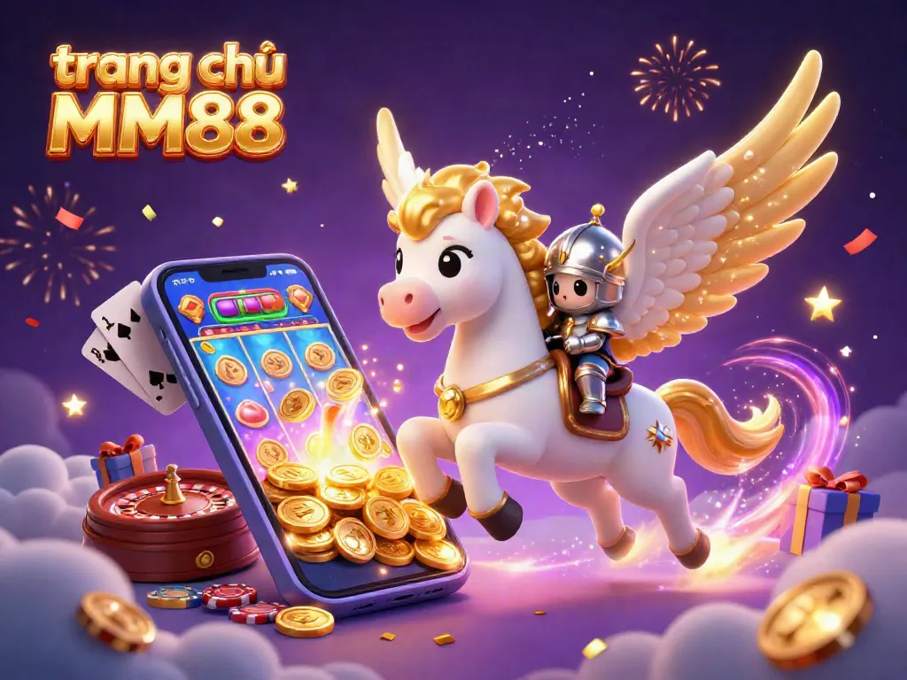 Engage with great offers on trang chủ MM88 while watching a celestial horse and knight amidst casino games.
