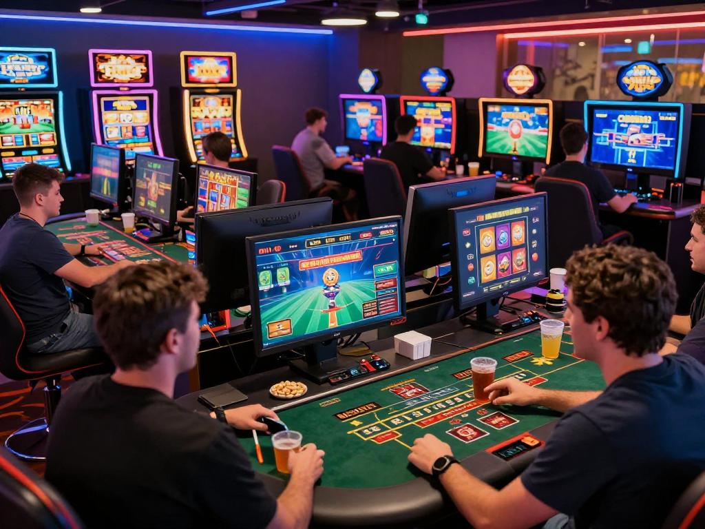 Exciting online gaming atmosphere showcasing situs raja328 with players enjoying slots and live games together.