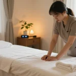 Relaxing massage therapy room promoting 성남출장안마 with serene ambiance and inviting decor.